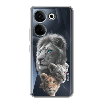 Силиконовый чехол на Tecno Camon 20 с принтом Львы