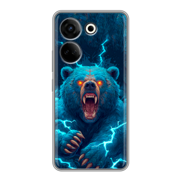 Силиконовый чехол на Tecno Camon 20 с принтом Медведь