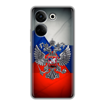 Силиконовый чехол на Tecno Camon 20 с принтом Флаг России Силиконовый чехол на Tecno Camon 20 с принтом Флаг России