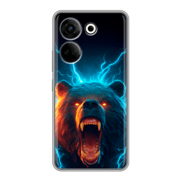 Силиконовый чехол на Tecno Camon 20 с принтом Медведь