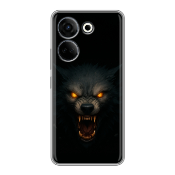 Силиконовый чехол на Tecno Camon 20 с принтом Волк