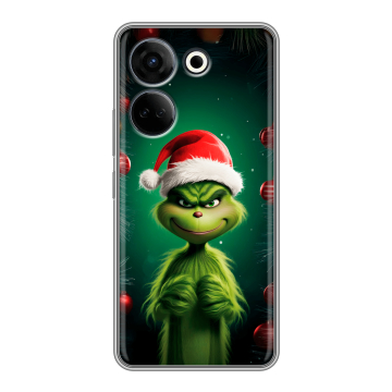 Силиконовый чехол на Tecno Camon 20 с принтом Гринч Новый год Рождество