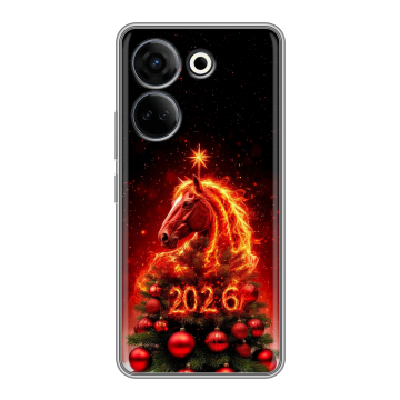 Силиконовый чехол на Tecno Camon 20 с принтом Новый год