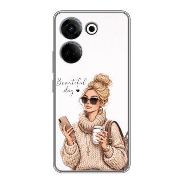Силиконовый чехол на Tecno Camon 20 с принтом женский Силиконовый чехол на Tecno Camon 20 с принтом женский