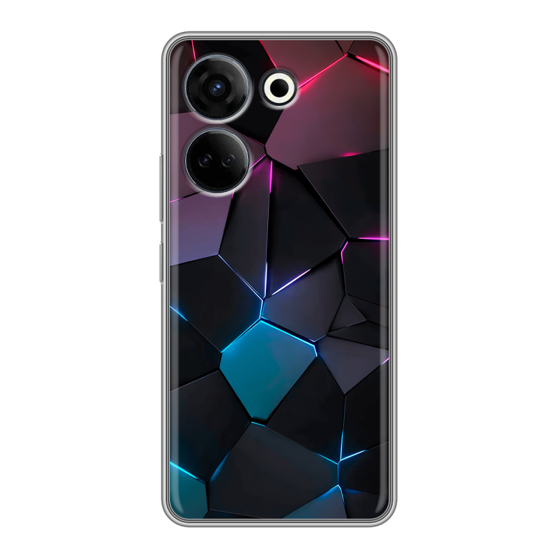 Силиконовый чехол на Tecno Camon 20 с принтом Геометрия неона Силиконовый чехол на Tecno Camon 20 с принтом Геометрия неона