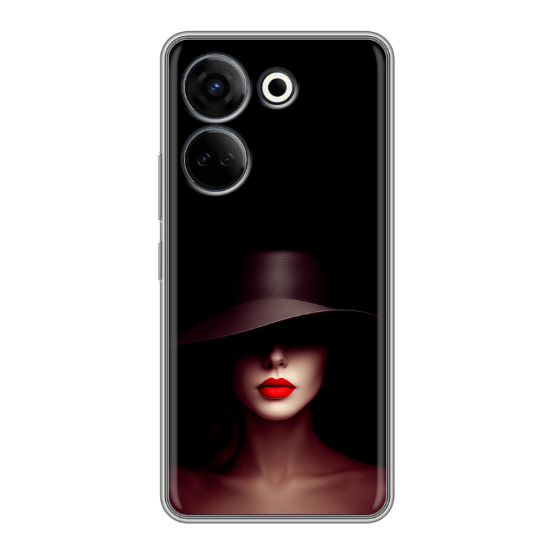 Силиконовый чехол на Tecno Camon 20 с принтом Девушка в шляпе Силиконовый чехол на Tecno Camon 20 с принтом Девушка в шляпе