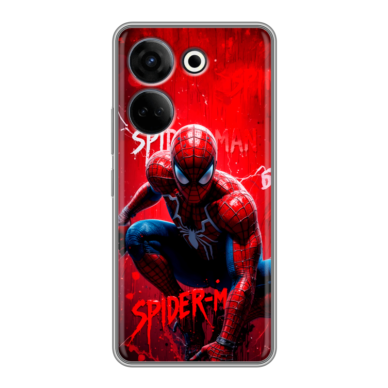 Силиконовый чехол на Tecno Camon 20 с принтом Spiderman Человек паук Силиконовый чехол на Tecno Camon 20 с принтом Spiderman Человек паук
