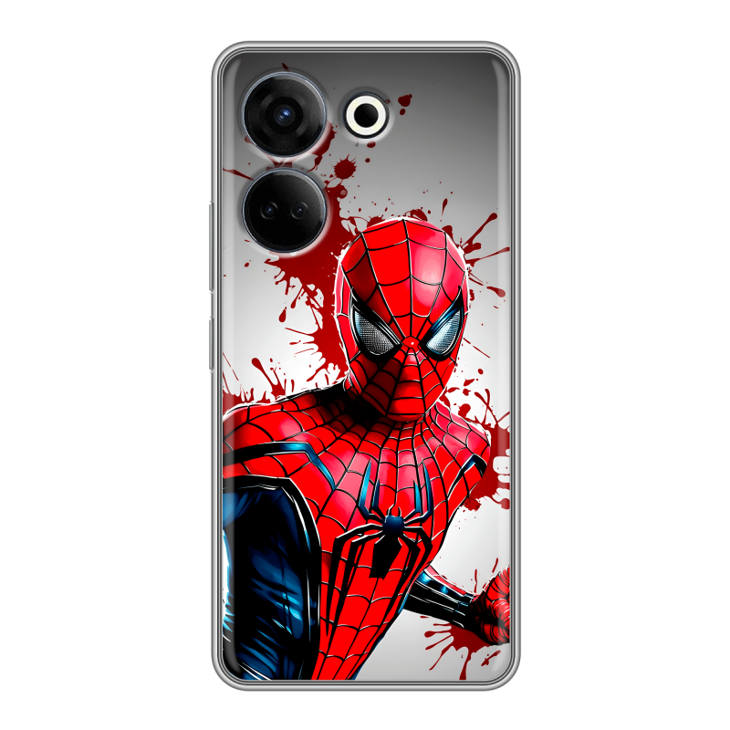 Силиконовый чехол на Tecno Camon 20 с принтом Spiderman Человек паук Силиконовый чехол на Tecno Camon 20 с принтом Spiderman Человек паук