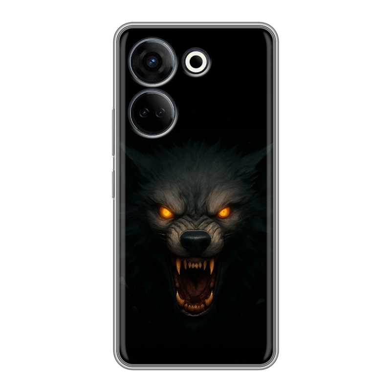 Силиконовый чехол на Tecno Camon 20 с принтом Волк Силиконовый чехол на Tecno Camon 20 с принтом Волк