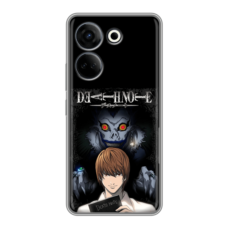 Силиконовый противоударный чехол на Tecno Camon 20 с принтом Death note Тетрадь смерти Силиконовый противоударный чехол на Tecno Camon 20 с принтом Death note Тетрадь смерти