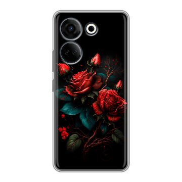 Силиконовый чехол на Tecno Camon 20 Pro 4G с принтом Розы красные