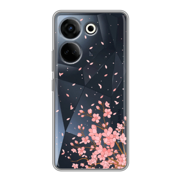 Силиконовый чехол на Tecno Camon 20 Pro 4G с принтом Ветка сакуры