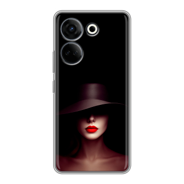 Силиконовый чехол на Tecno Camon 20 Pro 4G с принтом Девушка в шляпе