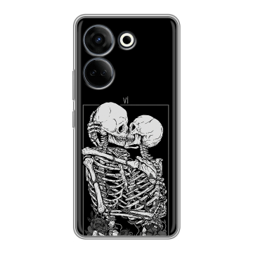 Силиконовый чехол на Tecno Camon 20 Pro 4G с принтом Поцелуй скелетов