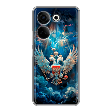 Силиконовый чехол на Tecno Camon 20 Pro 4G с принтом Герб флаг России