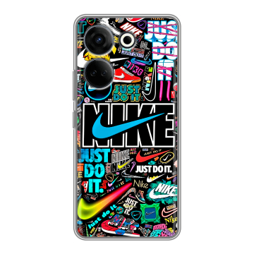 Силиконовый чехол на Tecno Camon 20 Pro 4G с принтом найк nike черный Силиконовый чехол на Tecno Camon 20 Pro 4G с принтом найк nike черный