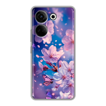 Силиконовый чехол на Tecno Camon 20 Pro 4G с принтом цветы бабочки
