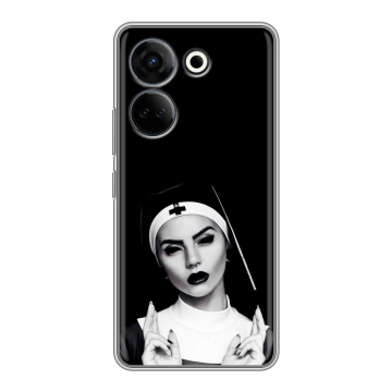 Силиконовый чехол на Tecno Camon 20 Pro 4G с принтом монашка