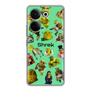 Силиконовый чехол на Tecno Camon 20 Pro 4G с принтом Шрек Shrek Силиконовый чехол на Tecno Camon 20 Pro 4G с принтом Шрек Shrek