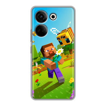 Силиконовый чехол на Tecno Camon 20 Pro 4G с принтом Майнкрафт Minecraft Силиконовый чехол на Tecno Camon 20 Pro 4G с принтом Майнкрафт Minecraft