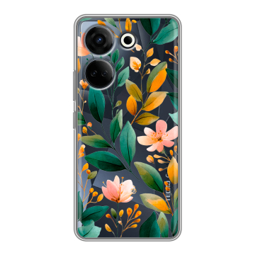 Силиконовый чехол на Tecno Camon 20 Pro 4G с принтом Цветы паттерн Силиконовый чехол на Tecno Camon 20 Pro 4G с принтом Цветы паттерн