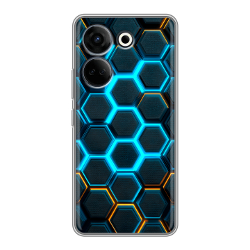 Силиконовый чехол на Tecno Camon 20 Pro 4G с принтом Неоновые соты Силиконовый чехол на Tecno Camon 20 Pro 4G с принтом Неоновые соты