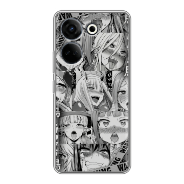Силиконовый чехол на Tecno Camon 20 Pro 4G с принтом Ahegao Ахегао Аниме