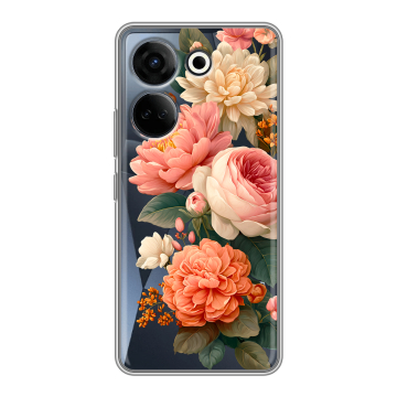 Силиконовый чехол на Tecno Camon 20 Pro 4G с принтом цветы
