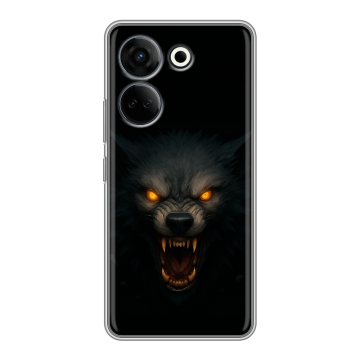 Силиконовый чехол на Tecno Camon 20 Pro 4G с принтом Волк