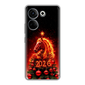 Силиконовый чехол на Tecno Camon 20 Pro 4G с принтом Новый год