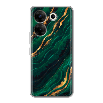 Силиконовый чехол на Tecno Camon 20 Pro 5G с принтом Мрамор зеленое золото Силиконовый чехол на Tecno Camon 20 Pro 5G с принтом Мрамор зеленое золото