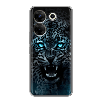 Силиконовый чехол на Tecno Camon 20 Pro 5G с принтом Темный леопард Силиконовый чехол на Tecno Camon 20 Pro 5G с принтом Темный леопард