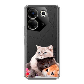 Силиконовый чехол на Tecno Camon 20 Pro 5G с принтом Кошки Силиконовый чехол на Tecno Camon 20 Pro 5G с принтом Кошки