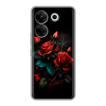 Силиконовый чехол на Tecno Camon 20 Pro 5G с принтом Розы красные