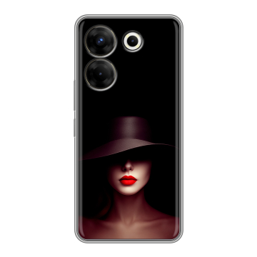 Силиконовый чехол на Tecno Camon 20 Pro 5G с принтом Девушка в шляпе