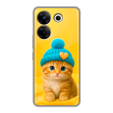 Силиконовый чехол на Tecno Camon 20 Pro 5G с принтом Котенок в шапке Силиконовый чехол на Tecno Camon 20 Pro 5G с принтом Котенок в шапке