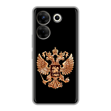 Силиконовый чехол на Tecno Camon 20 Pro 5G с принтом Герб России золотой