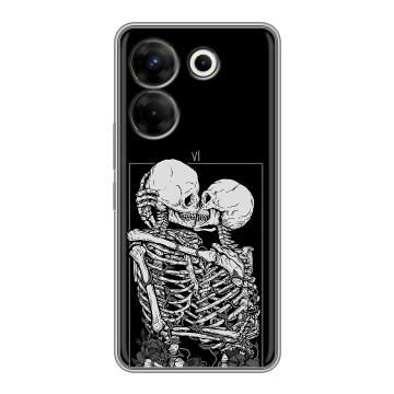 Силиконовый чехол на Tecno Camon 20 Pro 5G с принтом Поцелуй скелетов