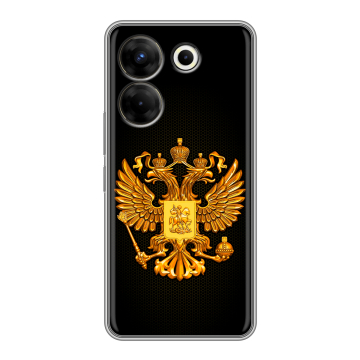 Силиконовый чехол на Tecno Camon 20 Pro 5G с принтом Герб России желтый