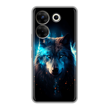 Силиконовый чехол на Tecno Camon 20 Pro 5G с принтом Волк ночной Силиконовый чехол на Tecno Camon 20 Pro 5G с принтом Волк ночной