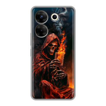 Силиконовый чехол на Tecno Camon 20 Pro 5G с принтом Скелет и карты Силиконовый чехол на Tecno Camon 20 Pro 5G с принтом Скелет и карты