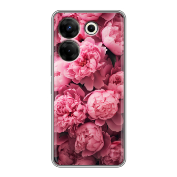 Силиконовый чехол на Tecno Camon 20 Pro 5G с принтом цветы пионы Силиконовый чехол на Tecno Camon 20 Pro 5G с принтом цветы пионы