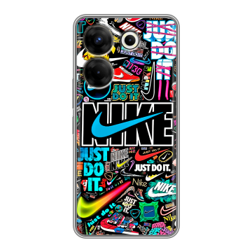 Силиконовый чехол на Tecno Camon 20 Pro 5G с принтом найк nike черный