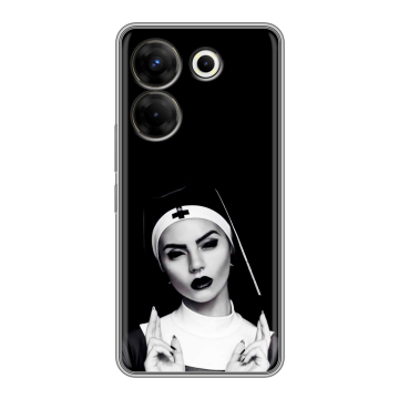 Силиконовый чехол на Tecno Camon 20 Pro 5G с принтом монашка Силиконовый чехол на Tecno Camon 20 Pro 5G с принтом монашка