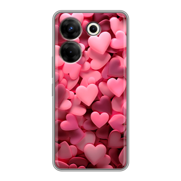 Силиконовый чехол на Tecno Camon 20 Pro 5G с принтом розовые сердечки