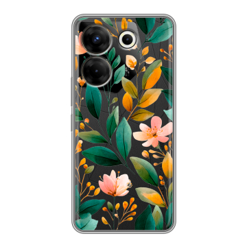Силиконовый чехол на Tecno Camon 20 Pro 5G с принтом Цветы паттерн