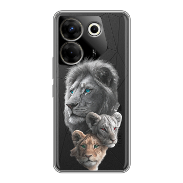 Силиконовый чехол на Tecno Camon 20 Pro 5G с принтом Львы