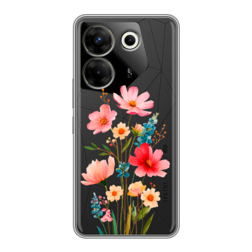 Силиконовый чехол на Tecno Camon 20 Pro 5G с принтом Цветы