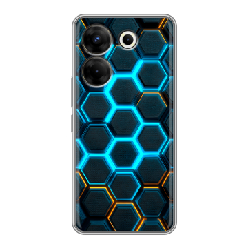 Силиконовый чехол на Tecno Camon 20 Pro 5G с принтом Неоновые соты