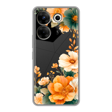 Силиконовый чехол на Tecno Camon 20 Pro 5G с принтом Цветы принт